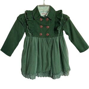 Vintage Style Green Girl's Double Breasted Coat Size 5-6